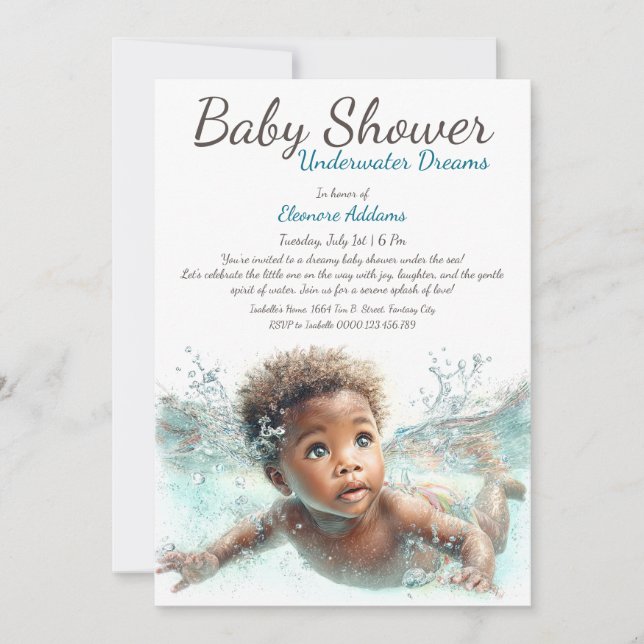 Underwater Dreams Watercolor Baby Shower Invitation (Front)