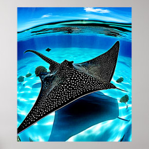 Underwater Eagle Ray Design Poster