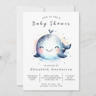 Underwater Editable Whale Baby Shower Invitation