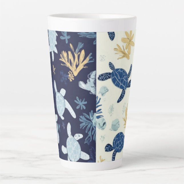 "Underwater Escape – Sea Turtle Art  Latte Mug (Front)