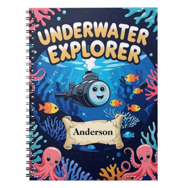 Underwater Explorer – Personalised Ocean Adventure Notebook (Front)
