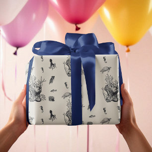 Underwater Fish Coral Seahorse Octopus Turtle Wrapping Paper