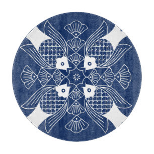 Underwater Fish Design with Blue Background Cutting Board