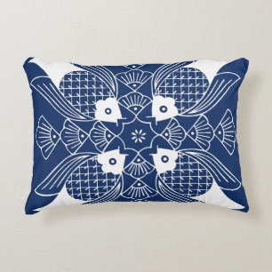 Underwater Fish Design with Blue Background Decorative Cushion