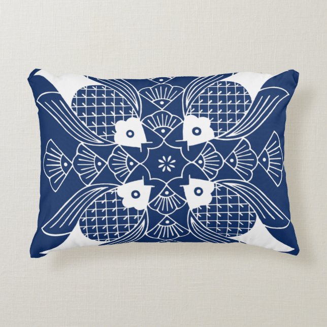 Underwater Fish Design with Blue Background Decorative Cushion (Front)