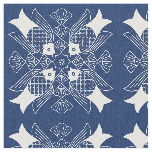 Underwater Fish Design with Blue Background Fabric (Close Up)