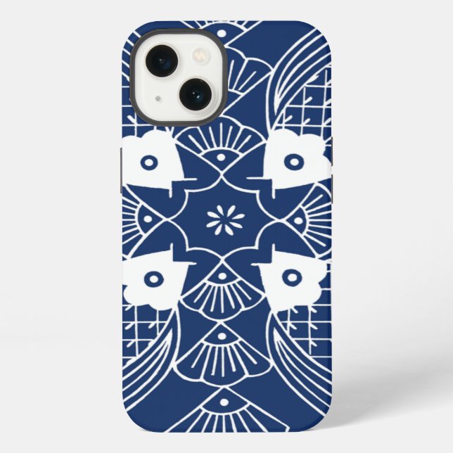 Underwater Fish Design with Blue Background iPhone Case (Back)