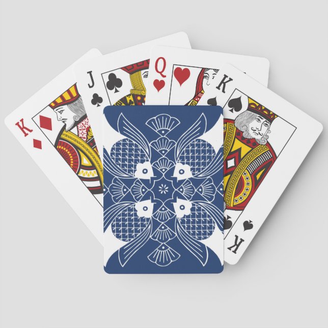 Underwater Fish Design with Blue Background Playing Cards (Back)