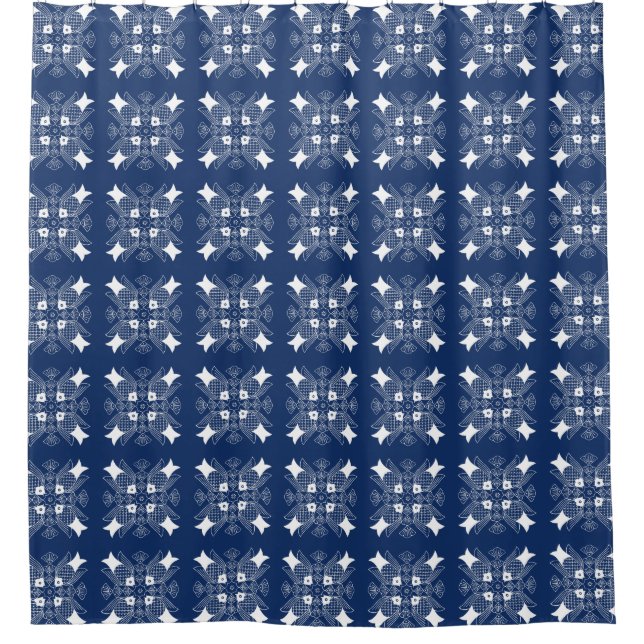 Underwater Fish Design with Blue Background Shower Curtain (Front)