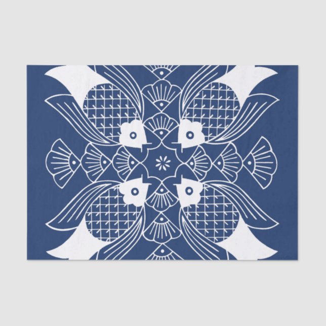 Underwater Fish Design with Blue Background Tissue Paper (Front)