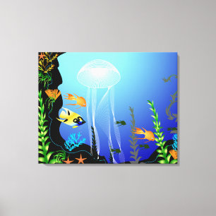 Underwater Fish Fantasy 3 panel Canvas Print