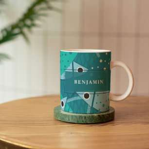 Underwater Fish Pattern Personalised Coffee Mug