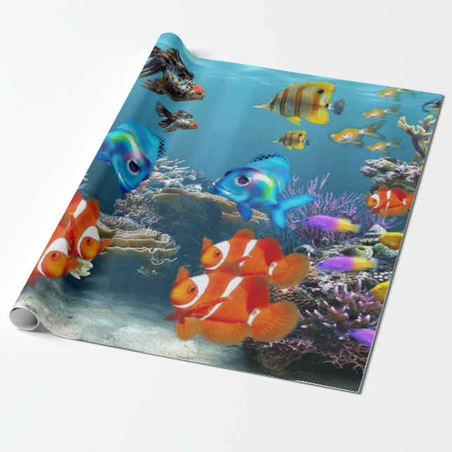Underwater Fish Sealife Animal Wrapping Paper (Unrolled)