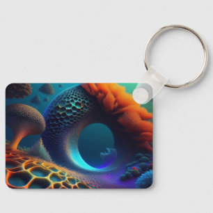 Underwater Fractal Landscape Key Ring