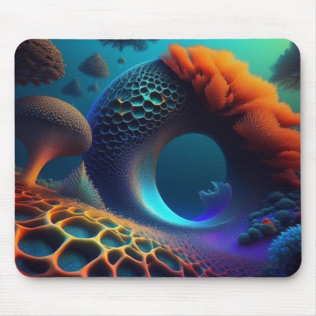 Underwater Fractal Landscape Mouse Mat (Front)