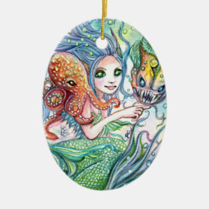 Underwater Friends - Mermaid Art Ceramic Tree Decoration