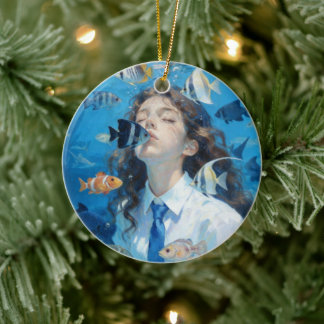 Underwater Girl Ceramic Ornament