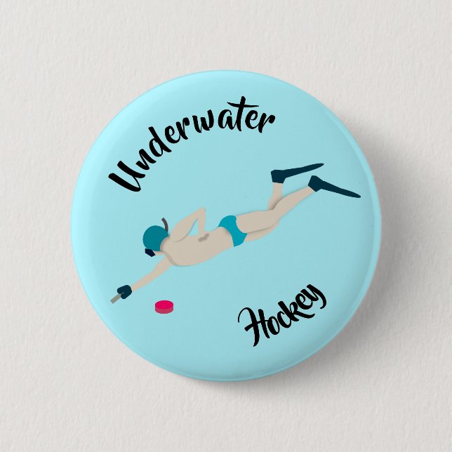 Underwater Hockey 6 Cm Round Badge (Front)