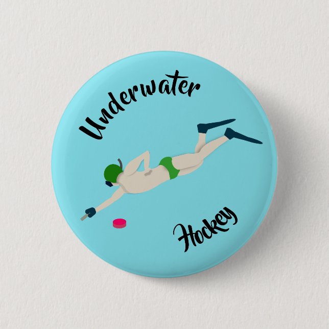 Underwater Hockey 6 Cm Round Badge (Front)