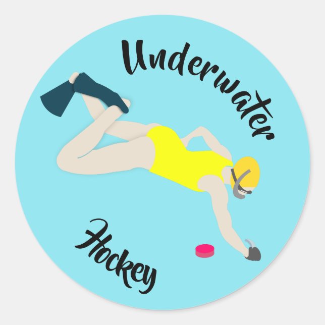 Underwater Hockey Classic Round Sticker (Front)