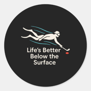 Underwater Hockey Fan Puck Yeah Cooler Than Regula Classic Round Sticker