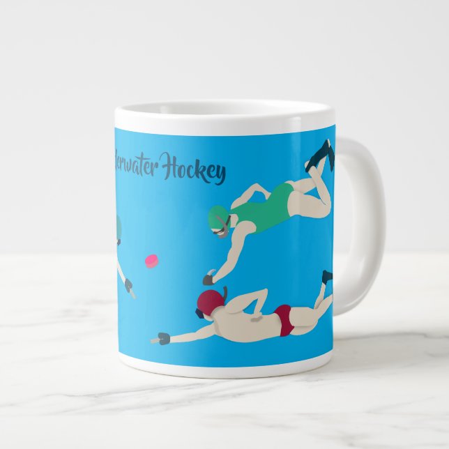 Underwater Hockey Large Coffee Mug (Front Right)
