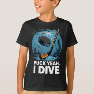 Underwater Hockey Player Puck Yeah Dive Sport Aqua T-Shirt