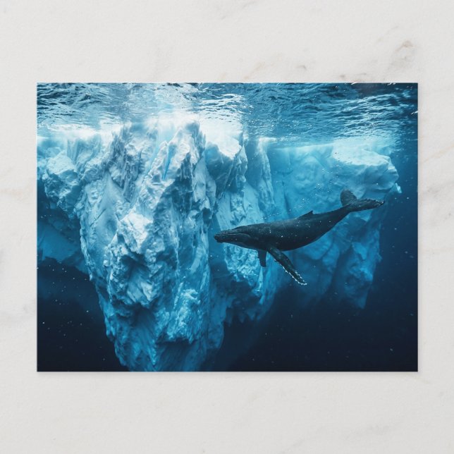 Underwater iceberg and a Humpback Whale Postcard (Front)