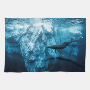 Underwater iceberg and a Humpback Whale Tea Towel