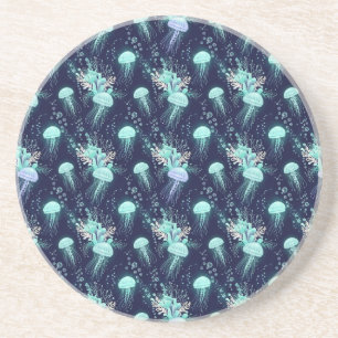 Underwater Jellyfish Pattern Coaster