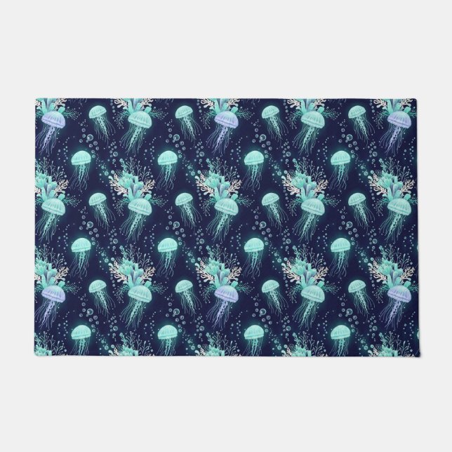 Underwater Jellyfish Pattern Doormat (Front)