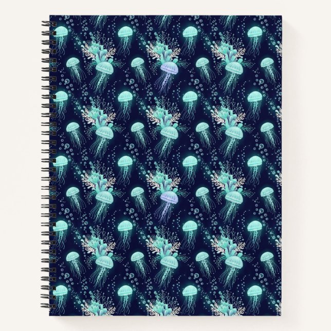 Underwater Jellyfish Pattern Notebook (Front)