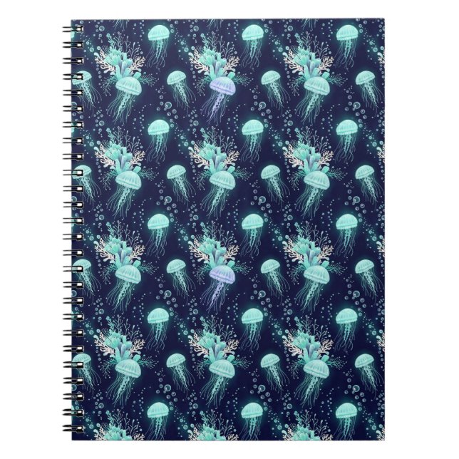 Underwater Jellyfish Pattern Notebook (Front)