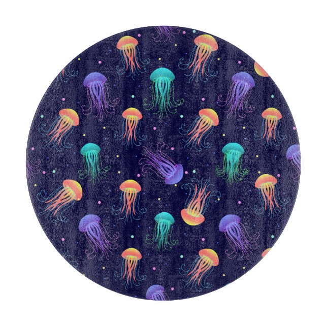 Underwater jellyfish world: bright pattern. cutting board (Front)