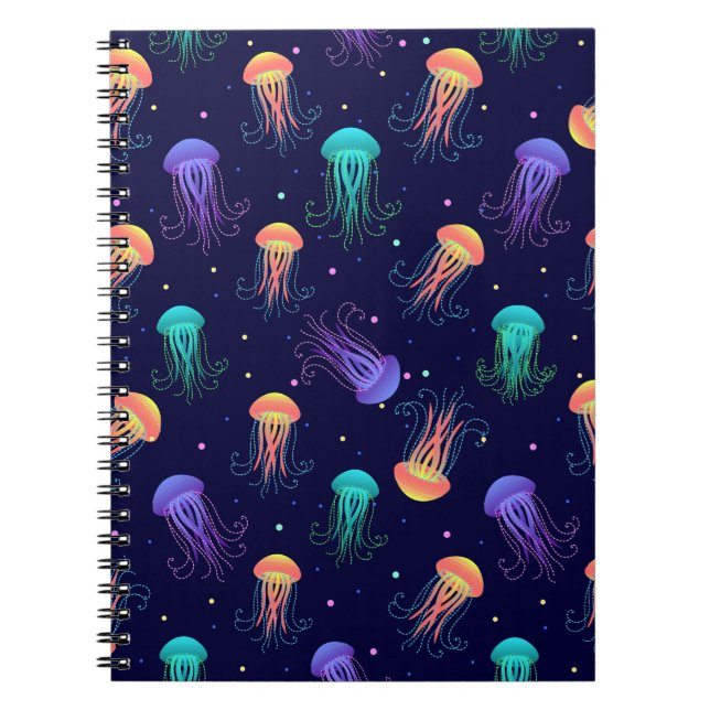 Underwater jellyfish world: bright pattern. notebook (Front)