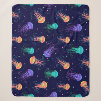 Underwater jellyfish world: bright pattern. sherpa blanket