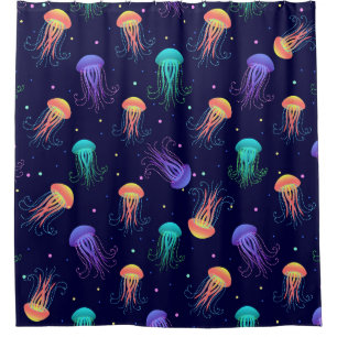 Underwater jellyfish world: bright pattern. shower curtain