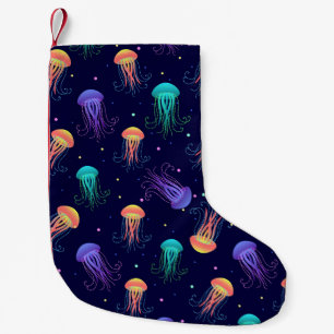 Underwater jellyfish world: bright pattern. small christmas stocking