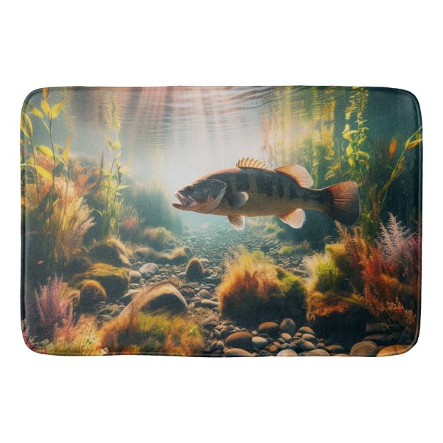 Underwater large mouth bass bath mat (Front)