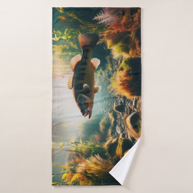 Underwater large mouth bass bath towel (Bath Towel)