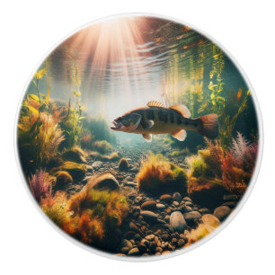 Underwater large mouth bass ceramic knob