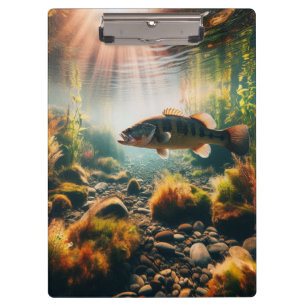 Underwater large mouth bass clipboard