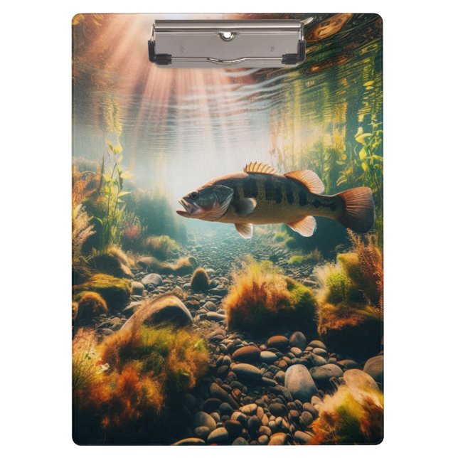 Underwater large mouth bass clipboard (Front)