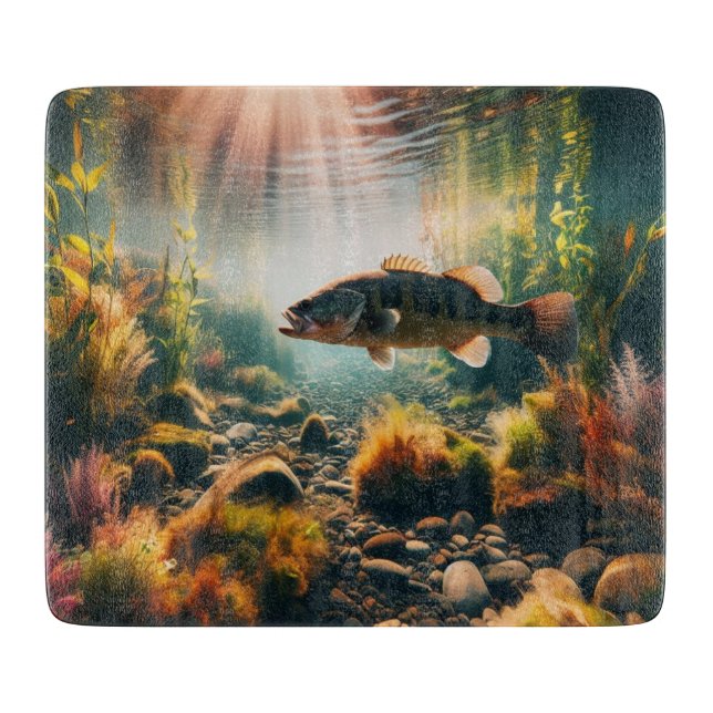 Underwater large mouth bass cutting board (Front)