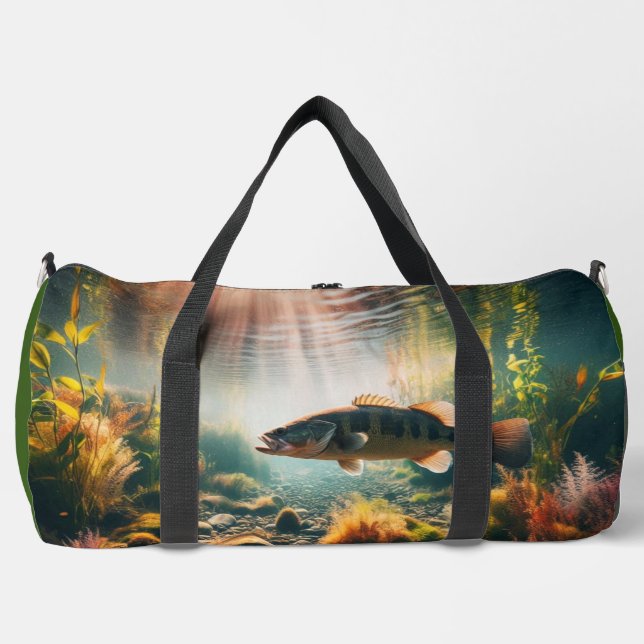 Underwater large mouth bass duffle bag (Front)