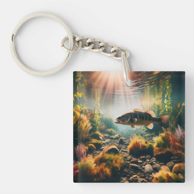 Underwater large mouth bass key ring (Front)