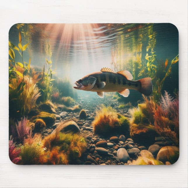 Underwater large mouth bass mouse mat (Front)