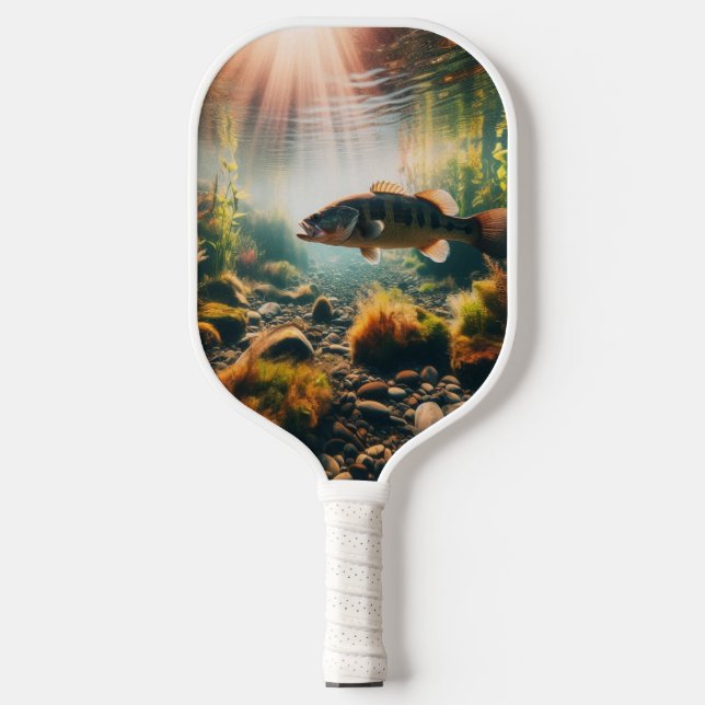 Underwater large mouth bass pickleball paddle (Front)