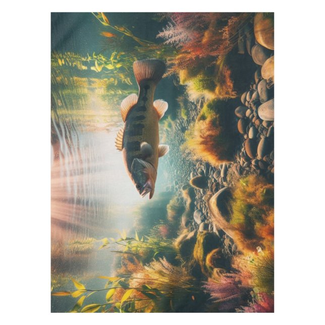 Underwater large mouth bass tablecloth (Front)