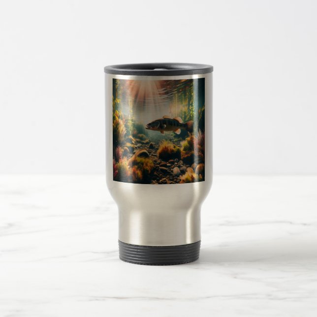 Underwater large mouth bass travel mug (Center)